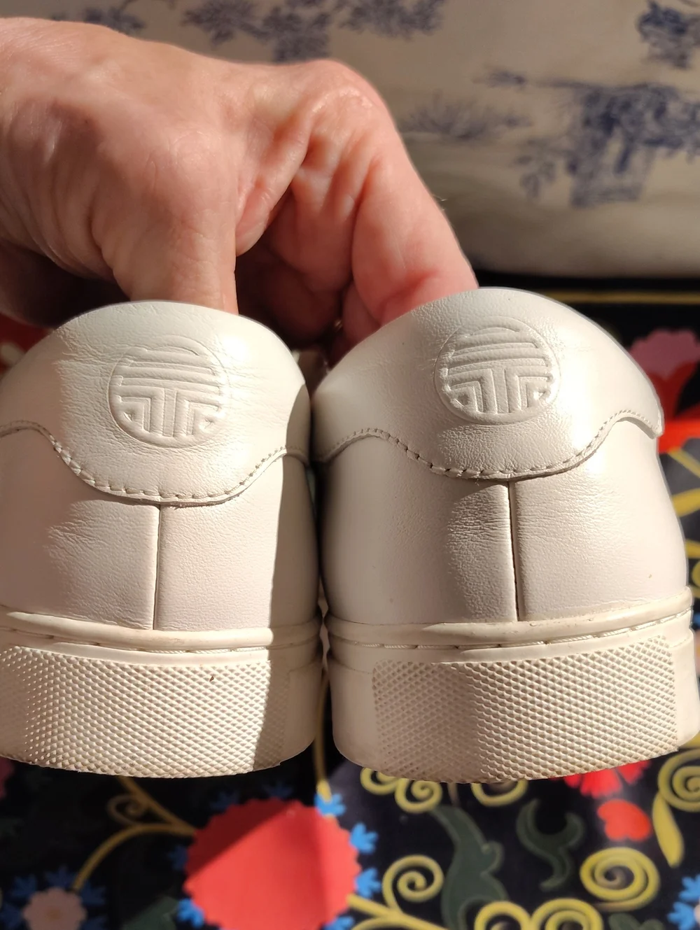 Tory Burch  Sport White Leather Sneakers with Navy Trim Size 10